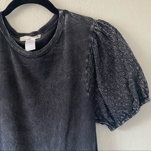 Everleigh Eyelet Lace Sleeve Distressed Tee